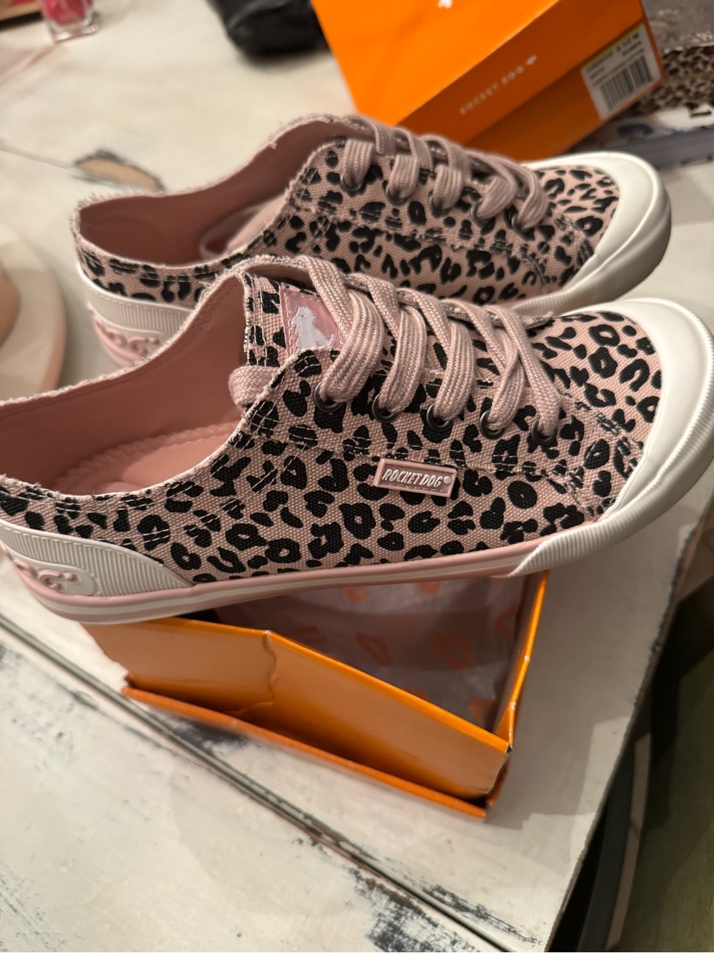 Rocket Dog Pink Leopard Canvas Lace-Up Sneakers